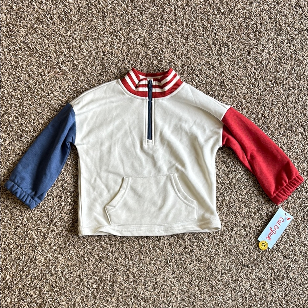 Cat & Jack Colorful Quarter Zip Pullover Striped Collar Toddler Boys Size 2T